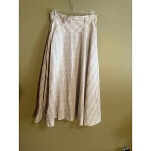 Maxi skirt light plaid wool blend button front womens M